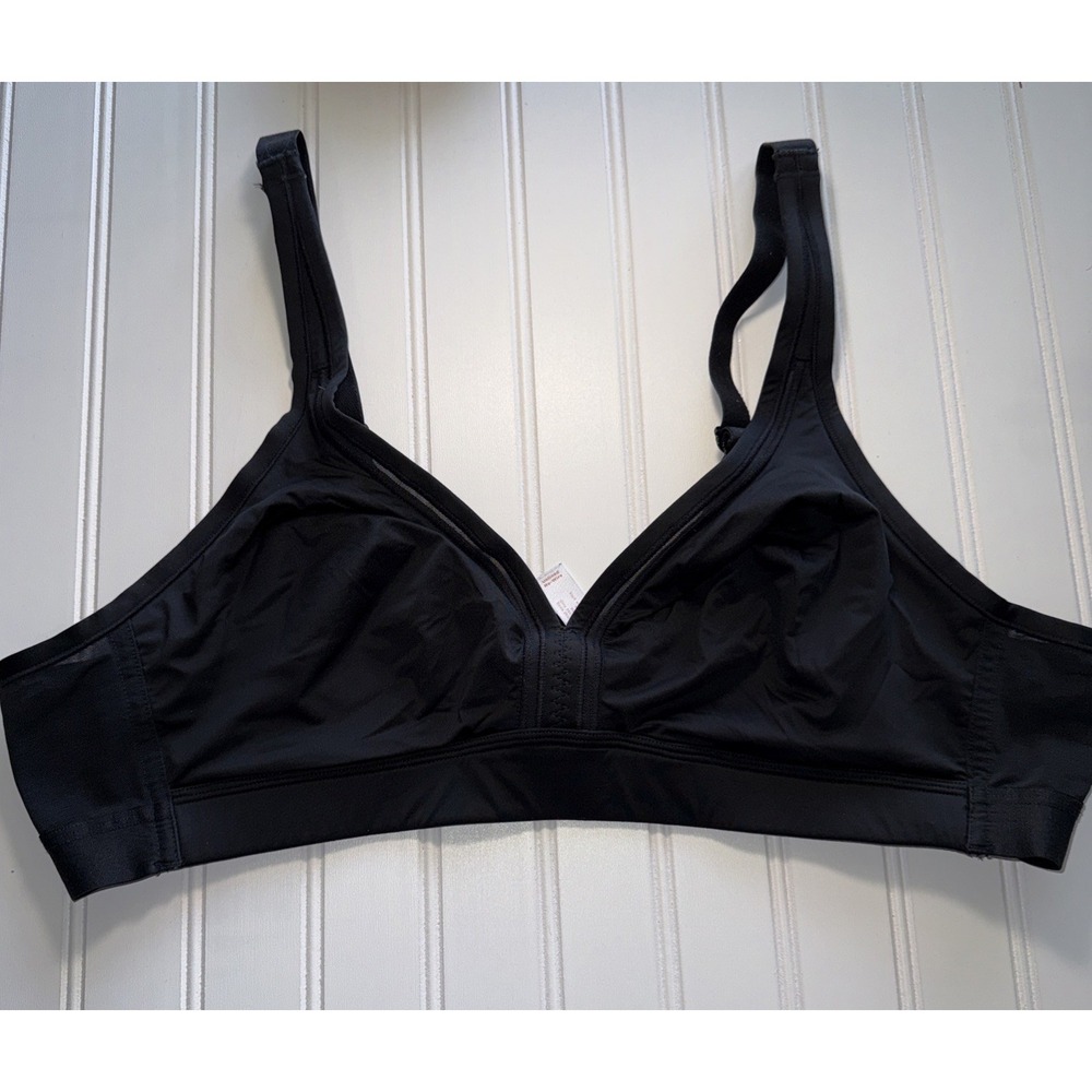 Cacique Bra Unlined No Wire Black Stretch Adjustable Breathable 44B